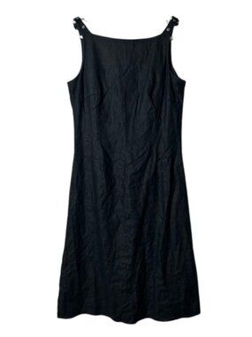 Vintage Gap solid black 100% linen a-line tank dress womens 2